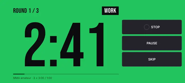 Gym Mode: the timer turned sideways with very large digits and big Stop, Pause and Skip buttons